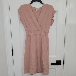 Monteau Pink Ruched Wrap Sundress